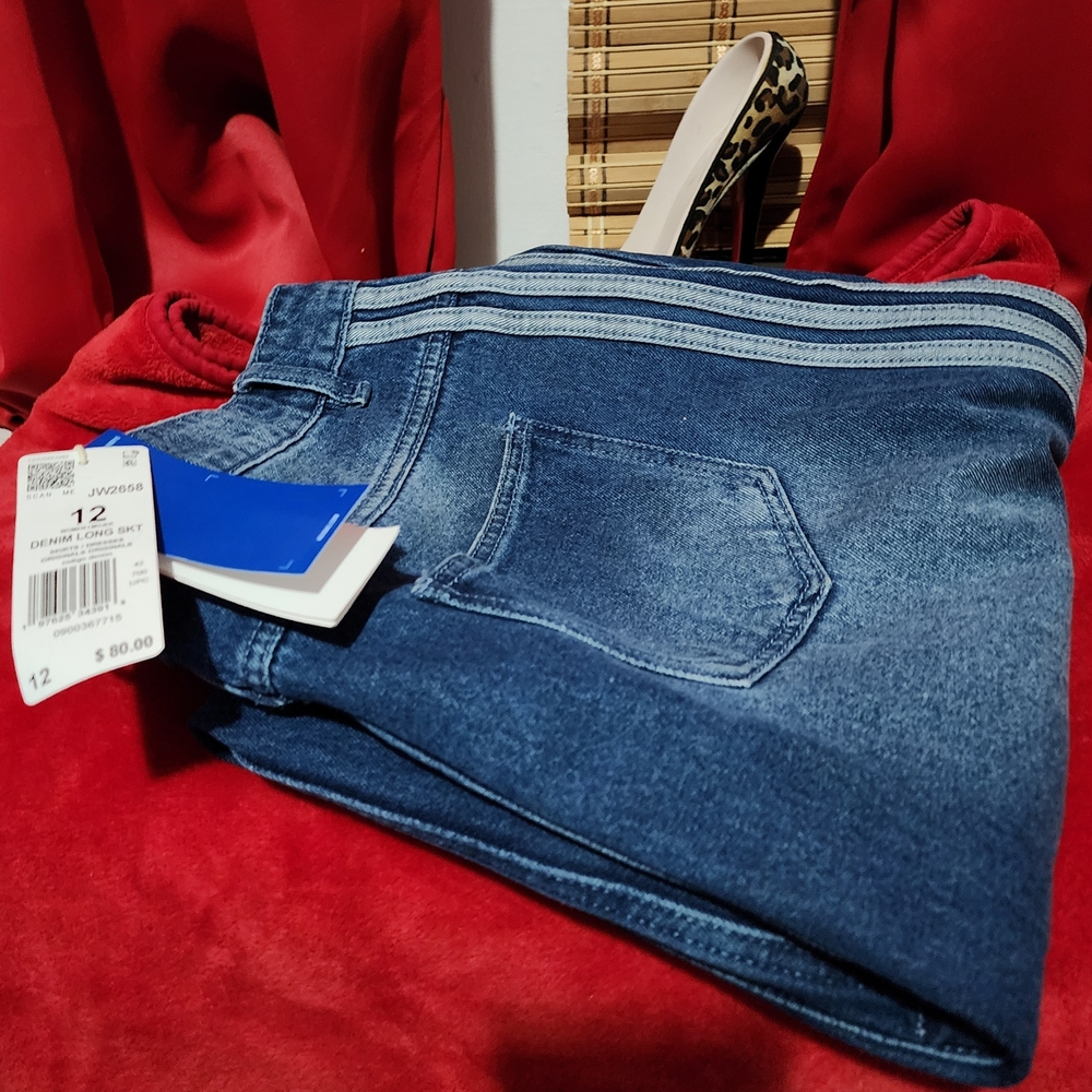 Adidas Denim Midi Skirt - Size 12